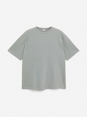 ARKET Relaxed Bouclé T-Shirt in Dusty Green 100% Organic Cotton Size XS⁠